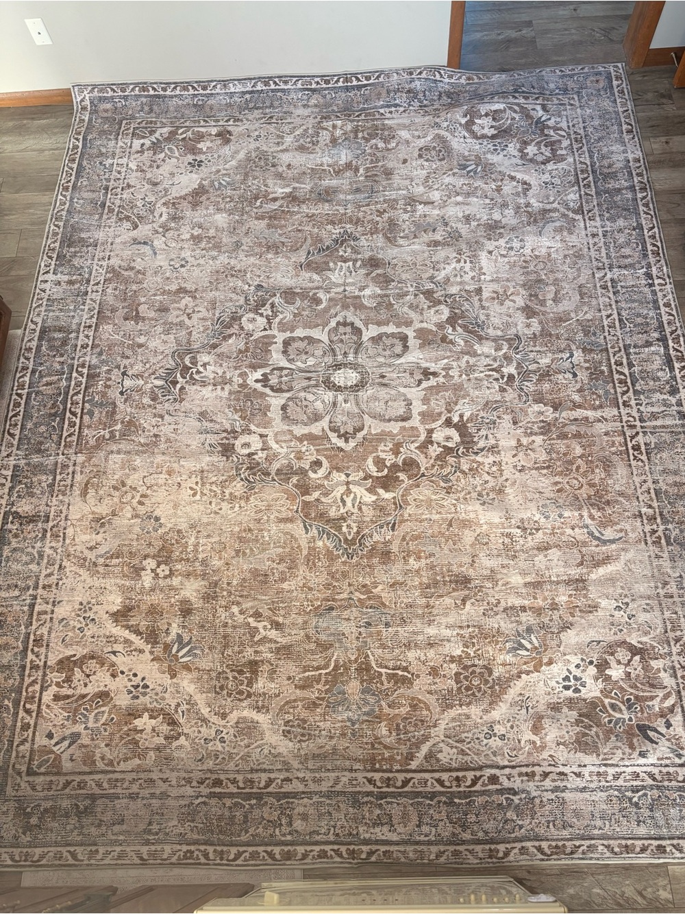 8x10 Brown Floral Washable Area Rug